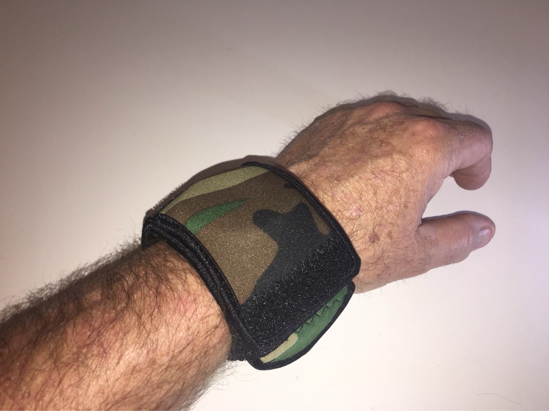 Camo WATCH-ET on the wrist, thumb-side view