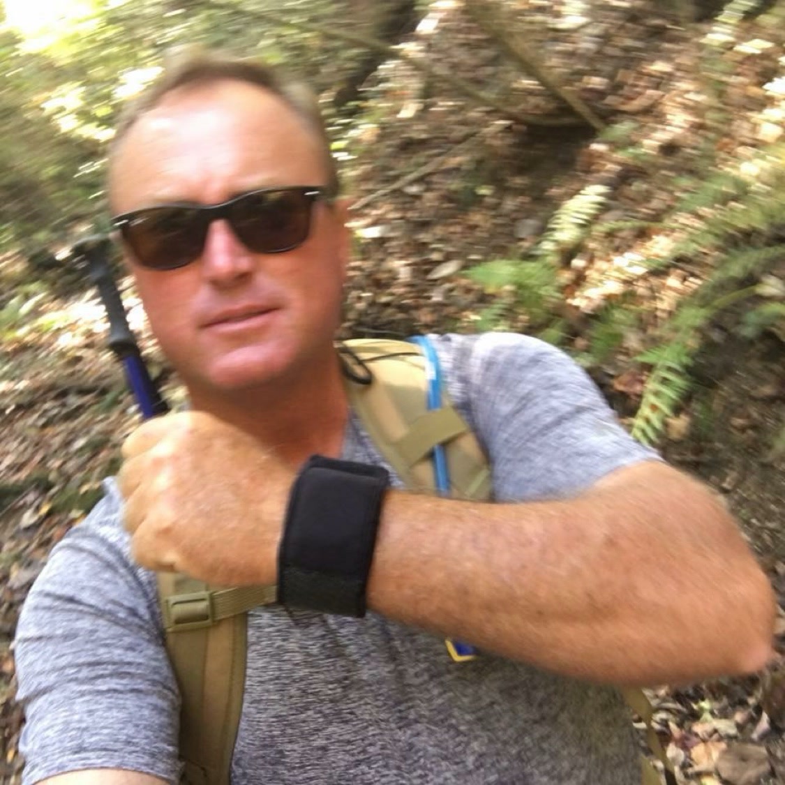WATCH-ET founder Chad Kinney hiking with the Night OP's Black sleeve